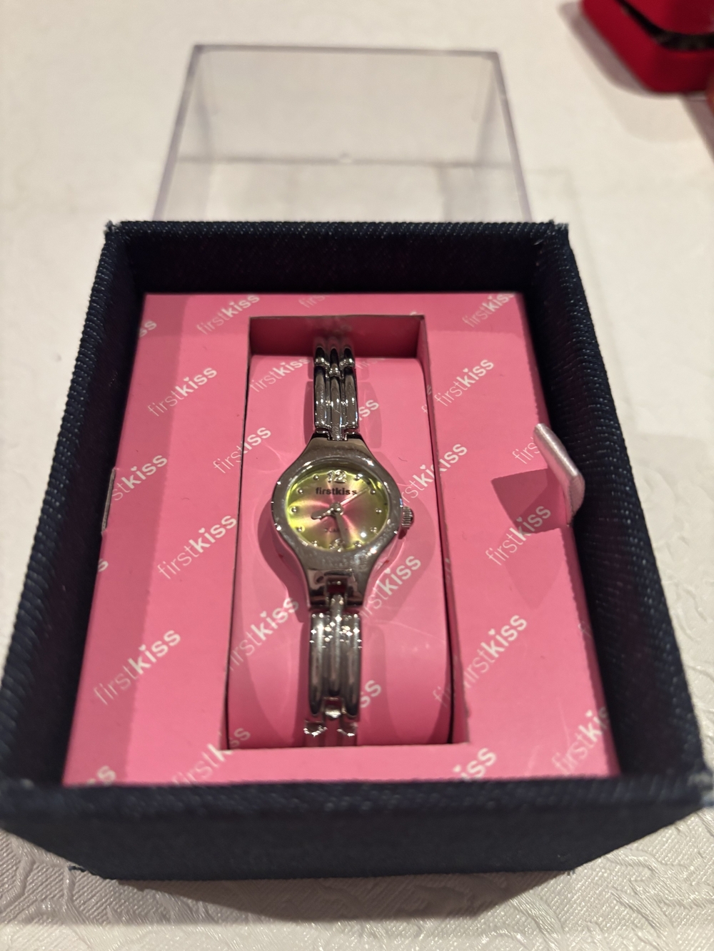Silver Bracelet Watch with Pink Dial